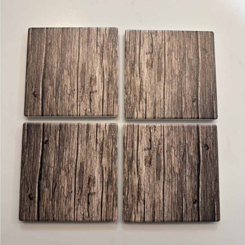 Rustic Wood Grain Coasters Set
